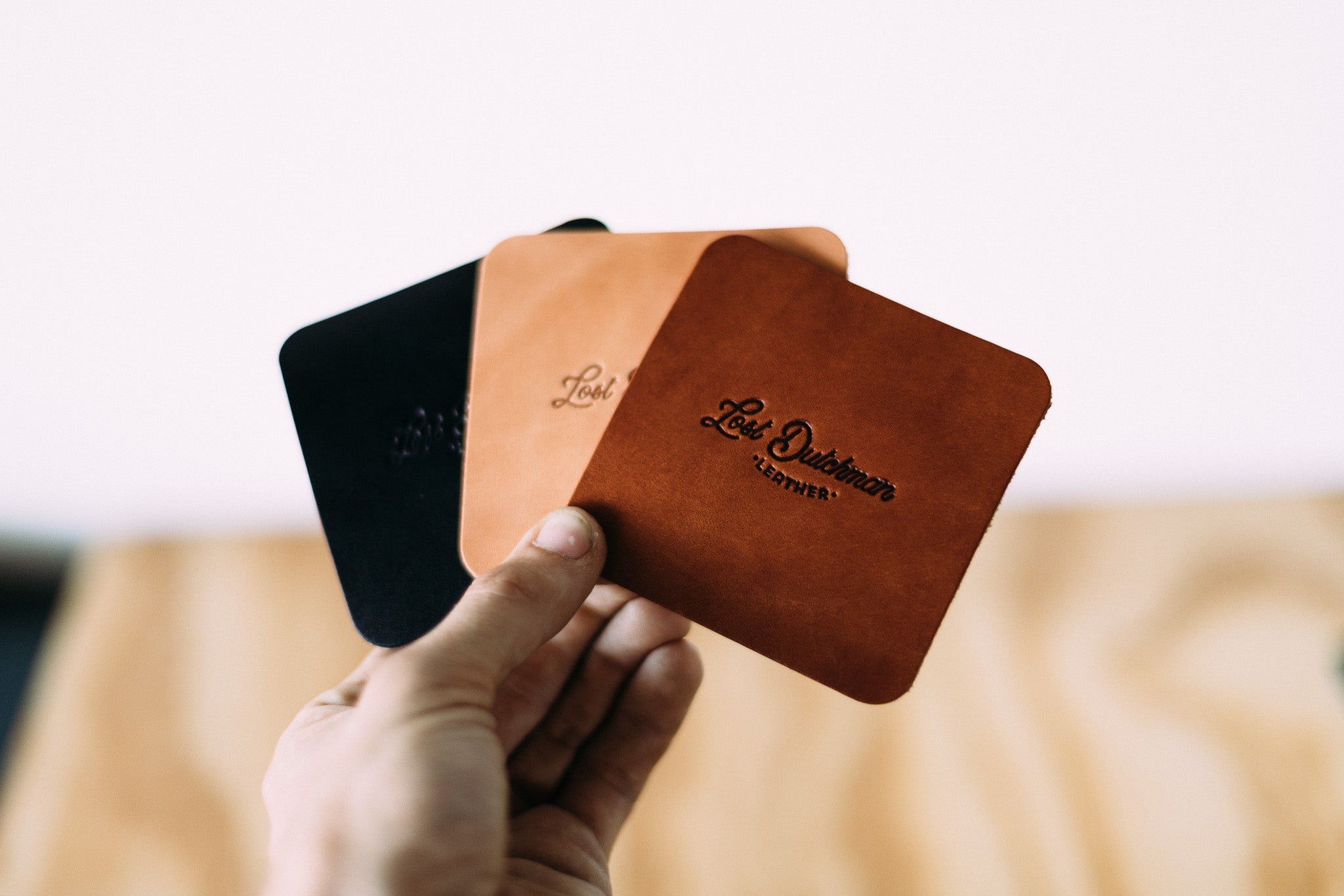 Leather Coasters - Lost Dutchman Leather handmade leather wallets